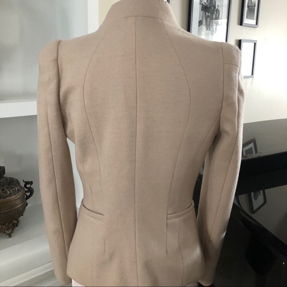 STUNNING Beige Fitted Removable Fur & Wool Blazer - Picture 4 of 8